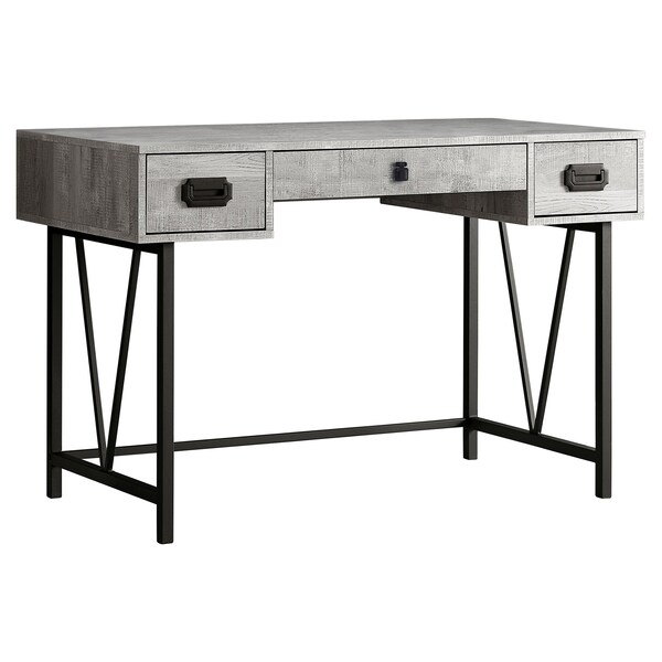 Computer Desk, Home Office, Laptop, Storage Drawers, 48"L, Work, Metal, Laminate, Grey, Black